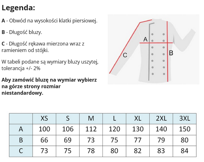 tabela bluzy meskie